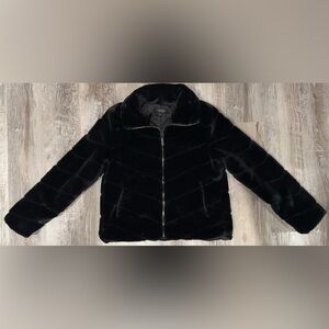 Like New Women's Black Faux Fur Coat Size Small